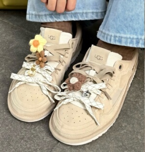 新款秋冬可爱泡芙花朵毛线鞋花鞋带装饰扣ugg薄底鞋运动鞋配饰diy