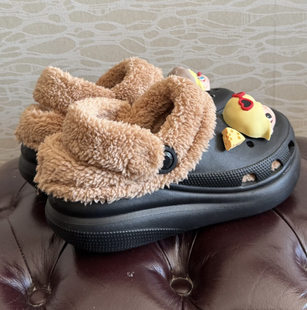 洞洞鞋内胆棉加绒秋冬毛绒冬季适配crocs卡骆驰泡芙薄款棉套配饰