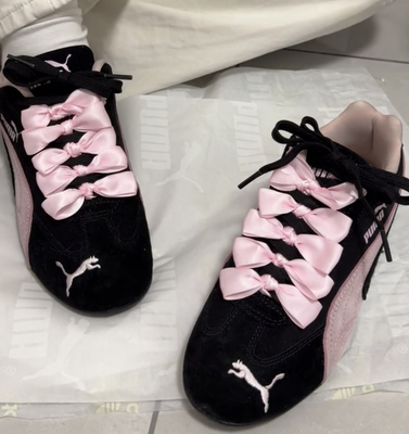粉色丝带鞋带蝴蝶结适配puma赛车鞋speedcat黑粉芭蕾风鞋绳德训鞋