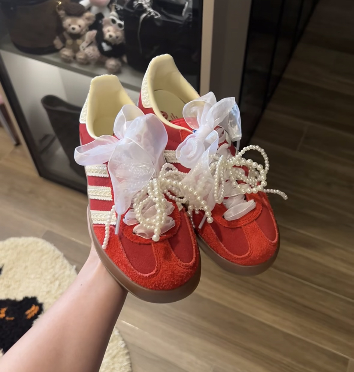 24新款珍珠不规则配饰鞋扣适配阿迪samba婚鞋白色网纱卷卷diy鞋带