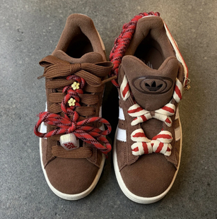 适配阿迪三叶草campus圣诞植绒花朵鞋花鞋带新年配饰马年套装鞋扣