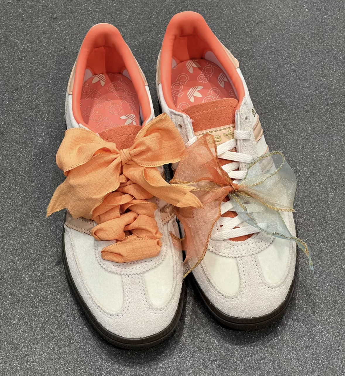 ins日落黄丝带透明蕾丝适配spezial德训鞋雪纺欧根纱装饰芭蕾鞋带