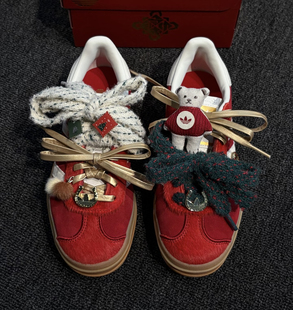 适配阿迪gazelle德训鞋圣诞金色鞋花鞋带新年配饰马年套装鞋扣diy