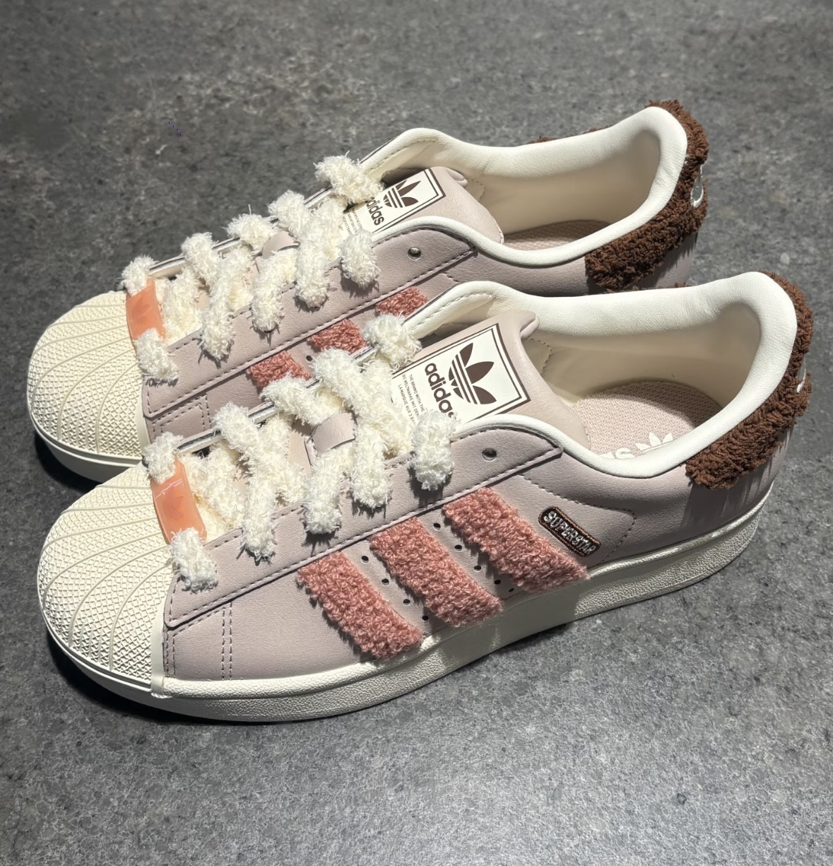 适配阿迪campus低帮板鞋毛绒鞋带德训鞋毛毛虫圆形可爱粉色鞋绳子