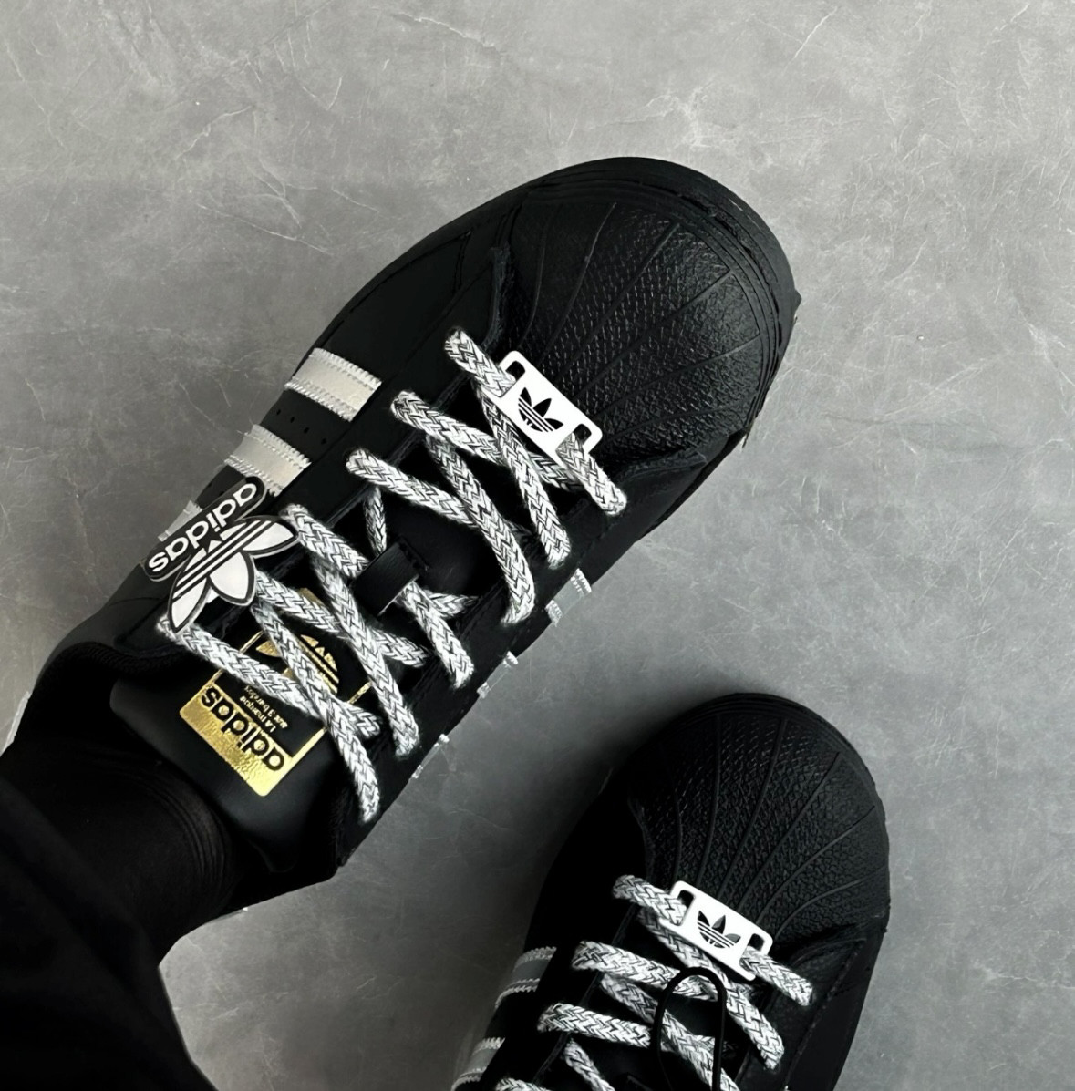 灰黑编织麻绳鞋带适配三叶草贝壳头gazelle鞋扣samba可拆卸鞋装饰