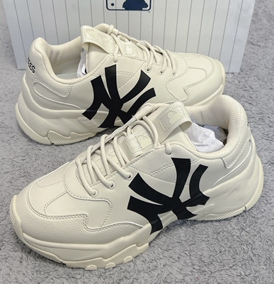 适配MLB Big Ball Chunky复古印花老爹鞋米黄黑点米色圆形鞋带