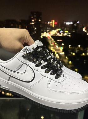 适配NikeAirForce1Low低帮板鞋空军一号白黑色烫金色泼墨af1鞋带