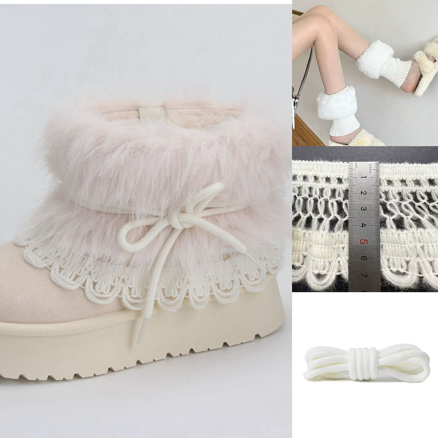 7.5cm宽轻弹力白色马海毛镂空花型雪地靴装饰diy服装裤脚裙边辅料,服饰配件/皮带/帽子/围巾,DIY编织材料包,淘宝优惠券,粉丝福利购,淘宝优惠卷