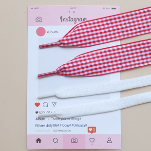 文艺小清新鞋带格子小白鞋帆布鞋女鞋鞋带包邮黑白格粉蓝格红绿格