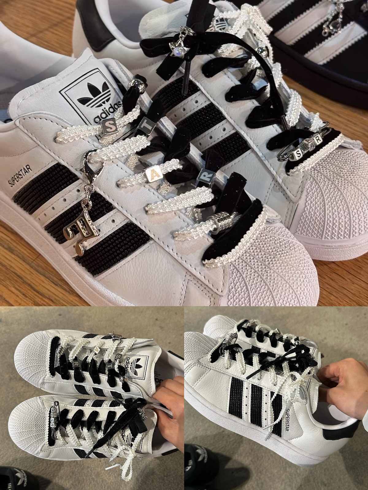 金属字母印花串珠配饰适配阿迪superstar2 XLG板鞋潮流星星鞋花扣