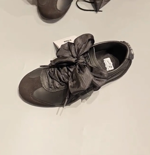 运动德训鞋5cm宽绸缎鞋带蕾丝风diy蝴蝶气质皱褶纱飘带鬼冢虎鞋绳