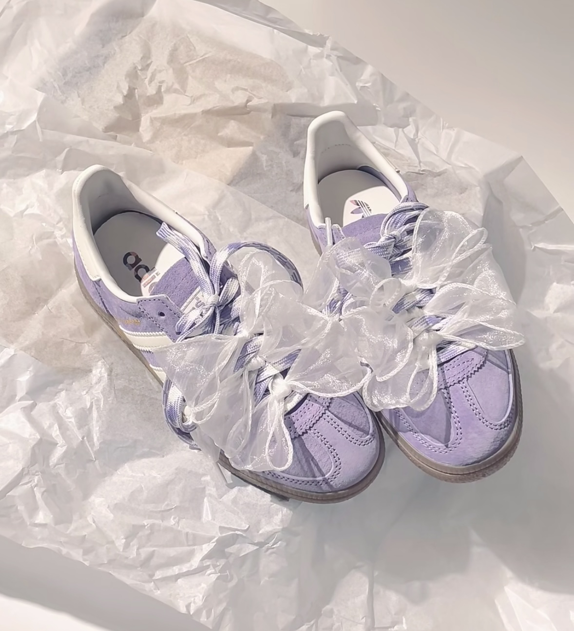 适配阿迪spezial调色盘紫色德训鞋千鸟格纹鞋带samba丝带鞋绳子