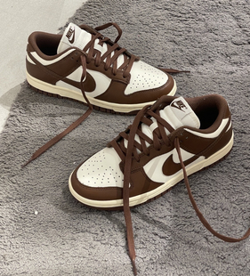 适配Nike Dunk Low巧克力棕白色低帮板鞋运动鞋棕色鞋带女款
