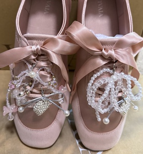 适用于VIVAIA芭蕾舞鞋diy鞋花樱桃水晶串珠珍珠蝴蝶结情人节配饰