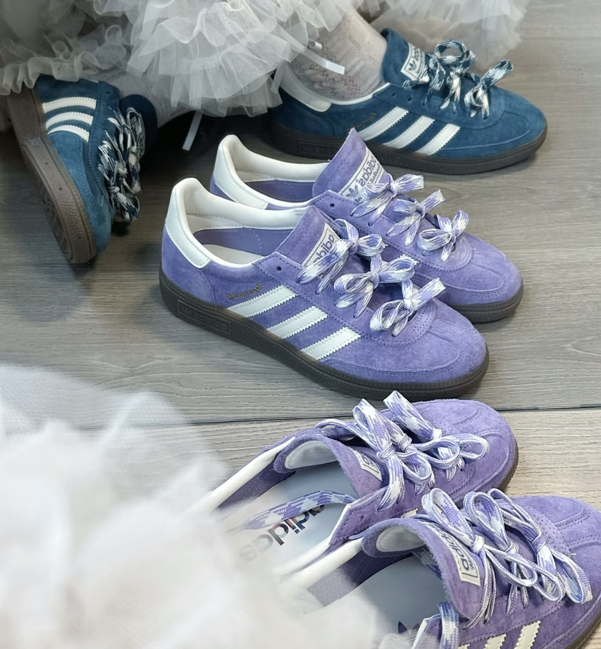 适配阿迪spezial调色盘紫色德训鞋千鸟格纹鞋带三叶草samba鞋绳子