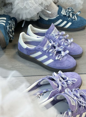 适配阿迪spezial调色盘紫色德训鞋千鸟格纹鞋带三叶草samba鞋绳子