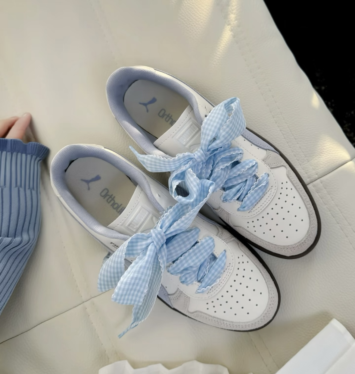 适配samba德训鞋ins芭蕾花边蕾丝格子鞋带适配puma德训赛车鞋diy