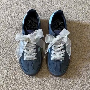 网纱gazelle鞋带白色欧根雪纺蕾丝透明samba芭蕾风德训丝绸缎鞋绳