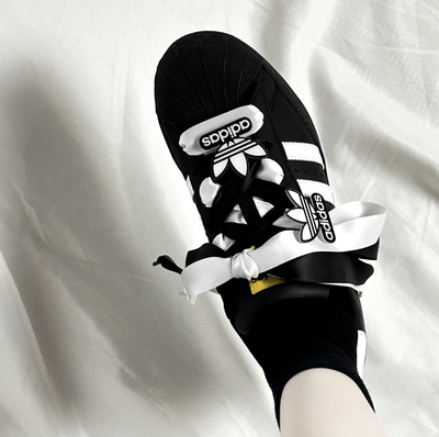 miu黑色白色丝带鞋带适配三叶草金标贝壳头黑白gazelle鞋扣samba