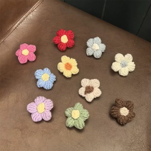 新款秋冬可爱泡芙花朵毛线鞋花鞋带装饰扣多色德训鞋运动鞋配饰