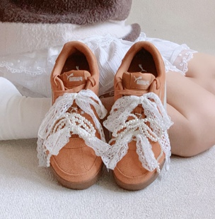 2cm宽镂空蕾丝织带雪纱蕾丝鞋带适配彪马德训鞋芭蕾风gazelle鞋带