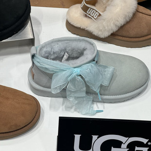 diy丝带鞋带女款白色雪地靴网纱蕾丝透明ugg鞋芭蕾风德训丝绸缎带