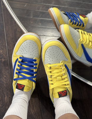 适配TravisScott联名AJ1 low TS金丝雀黄倒钩7.0鞋带打蜡扁平鞋绳