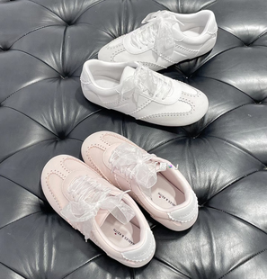 2.5cm宽薄纱织带雪纱蕾丝白鞋带适配小c德训鞋k芭蕾风gazelle鞋带