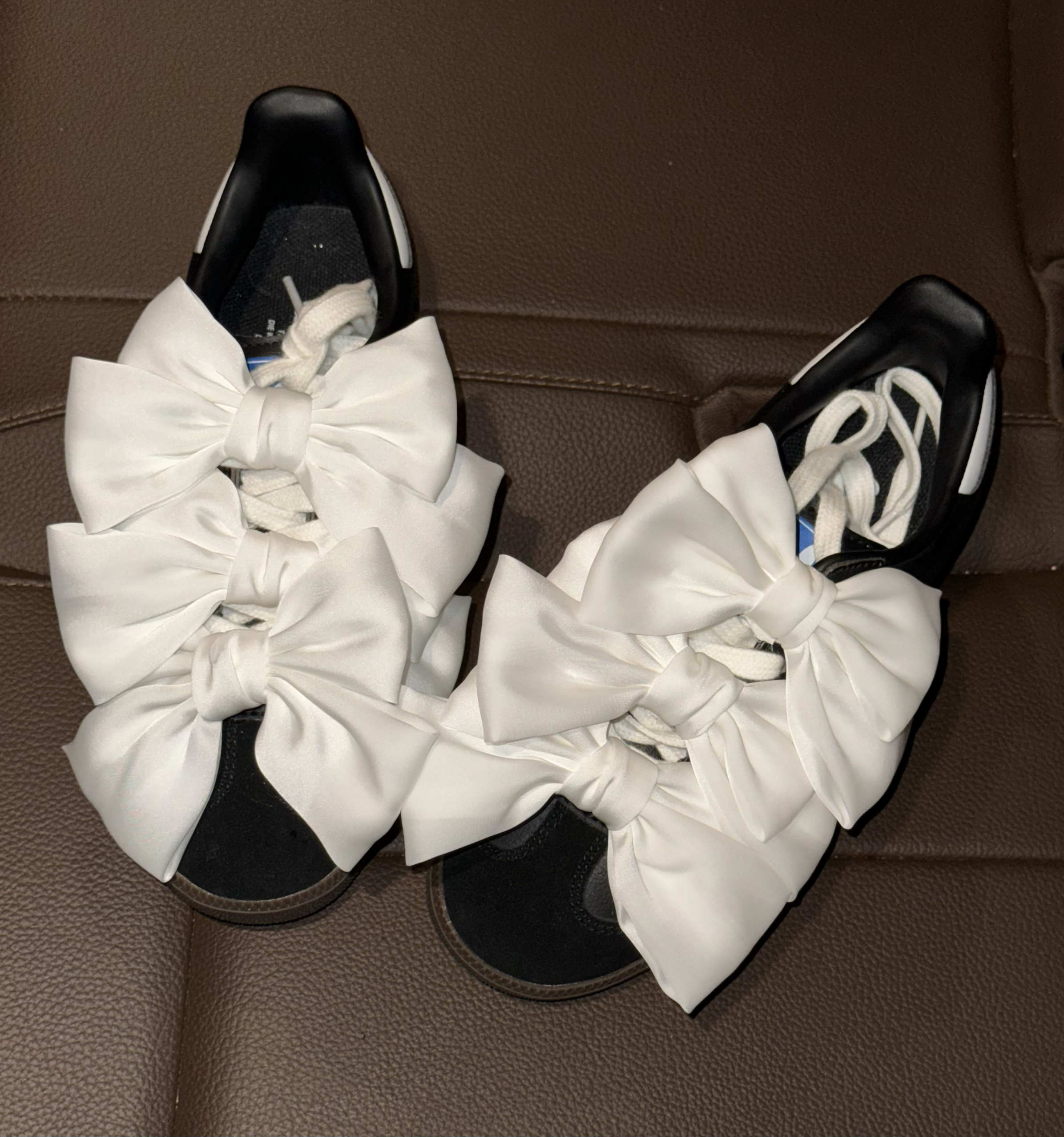 适配德训鞋diy丝绸蝴蝶结samba联名Caroline Hu鞋扣白色丝带配饰