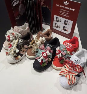 适用于阿迪三叶草系列圣诞装饰礼物鞋花红绿新年鞋带搭配鞋扣鞋饰