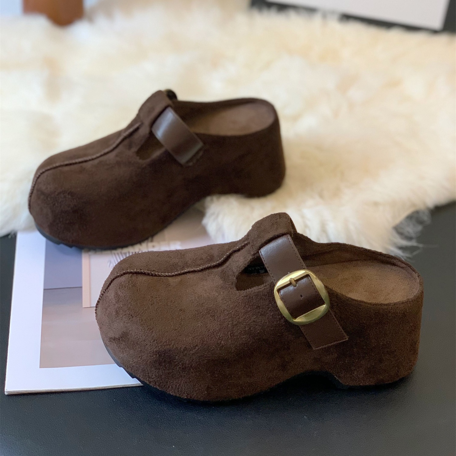 复古小个子百搭时尚一脚蹬勃肯鞋