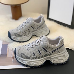 网面拼接透气舒适运动鞋 韩版 新款 女2026年春季 厚底增高6cm老爹鞋