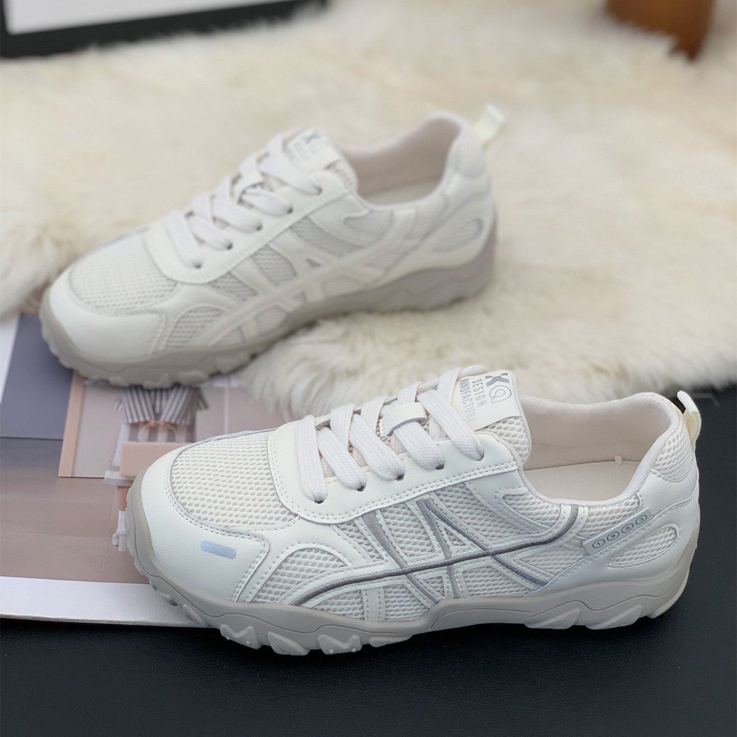 2026春季新款平底时尚德训鞋女网面透气轻便舒适显脚小运动休闲鞋,女鞋,德训鞋,淘宝优惠券,粉丝福利购,淘宝优惠卷