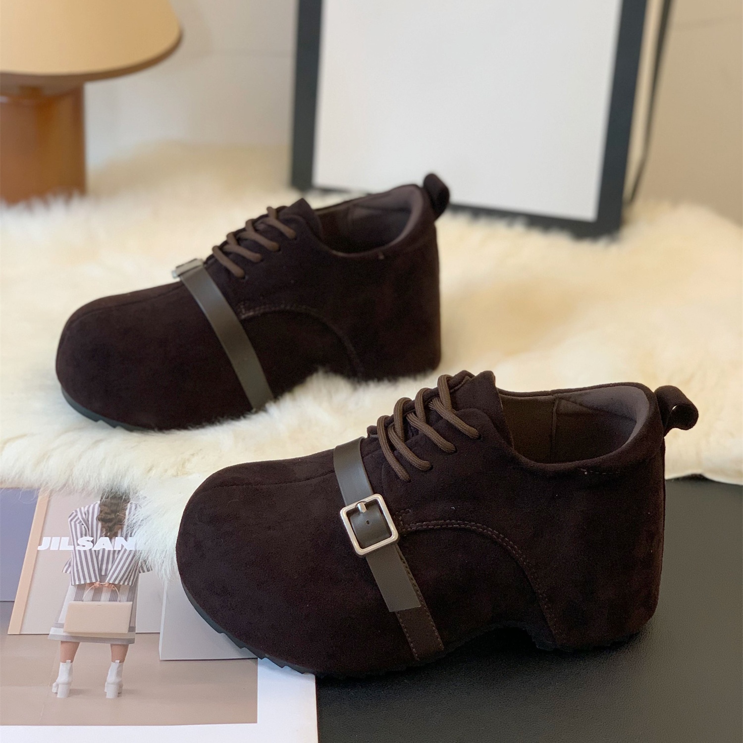 7cm小个子厚底隐形增高穆勒鞋女