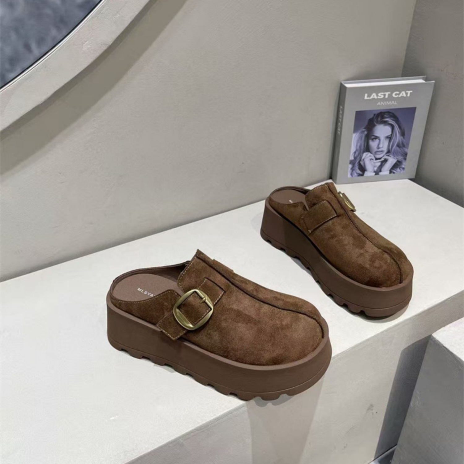 美式复古绒面懒人一脚蹬勃肯单鞋