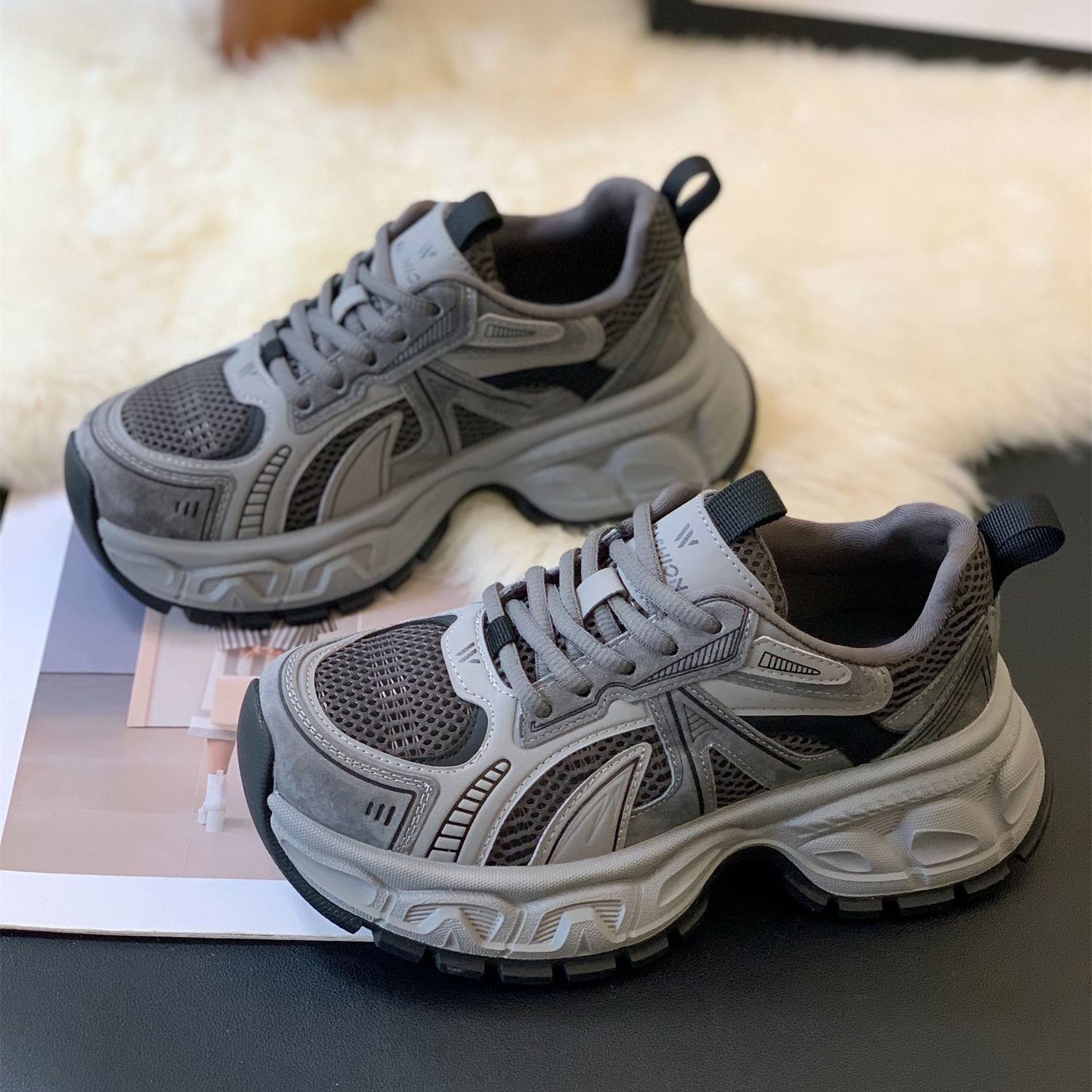 网红炸街爆款显瘦学生厚底老爹鞋