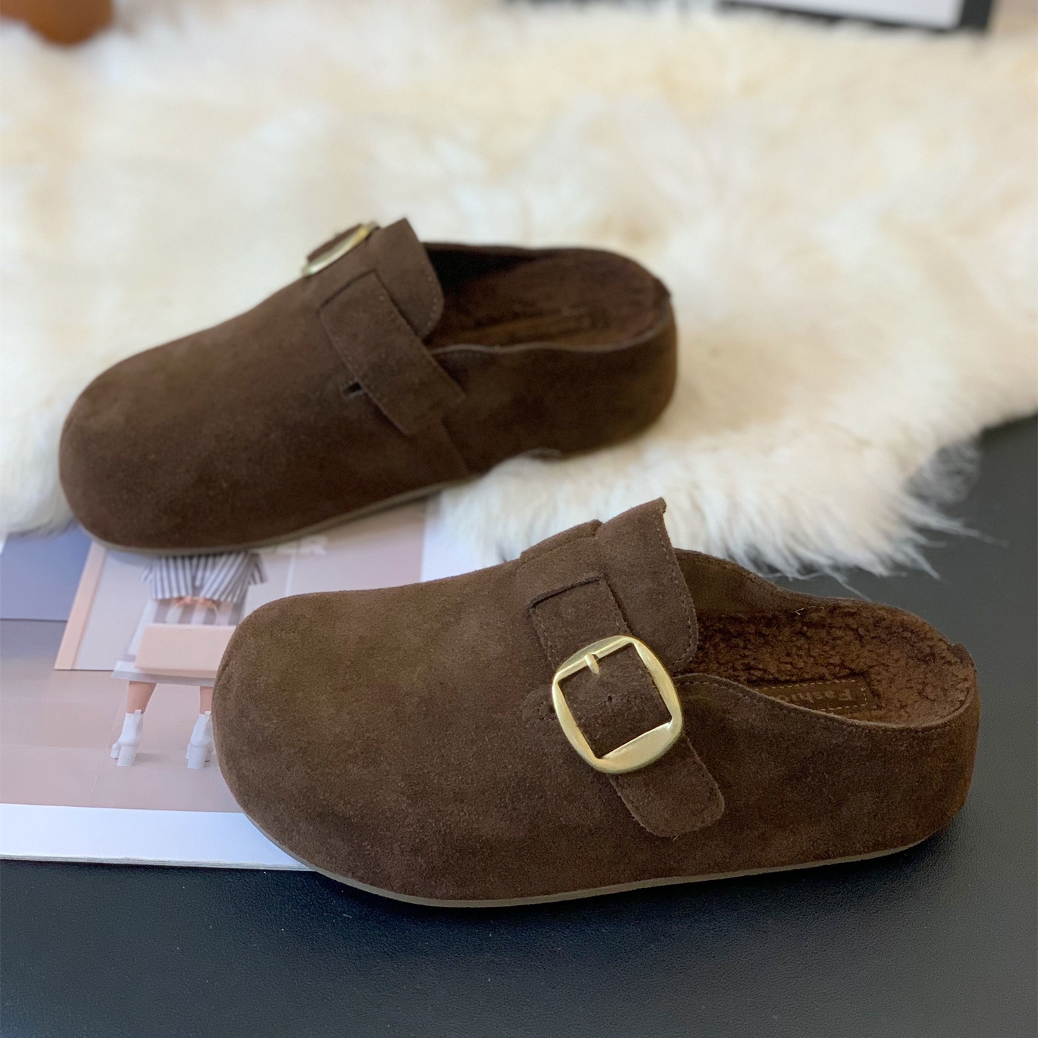 韩系复古百搭超火一脚蹬勃肯半拖