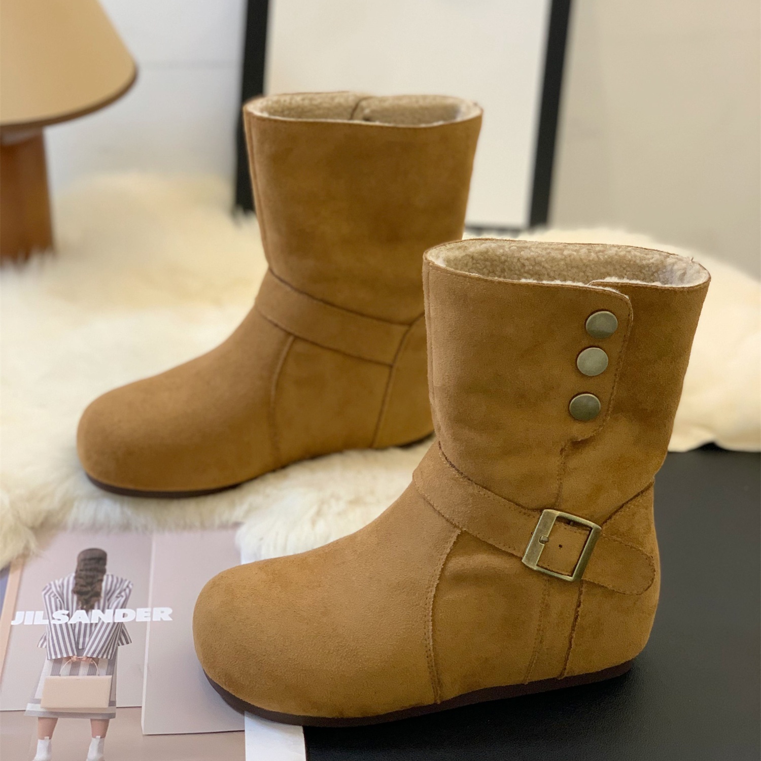 欧美风复古磨砂美拉德超火雪地靴