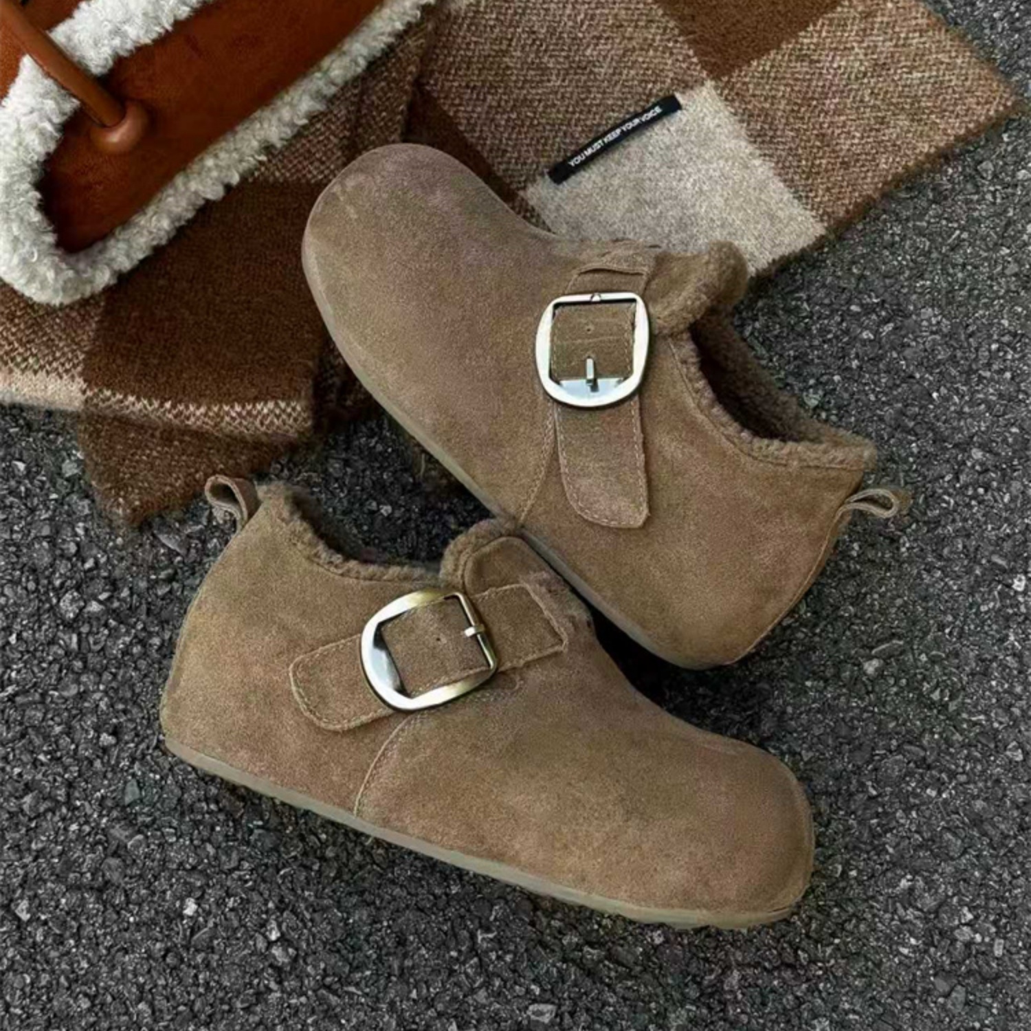 冬季加绒保暖防寒内增高勃肯鞋女