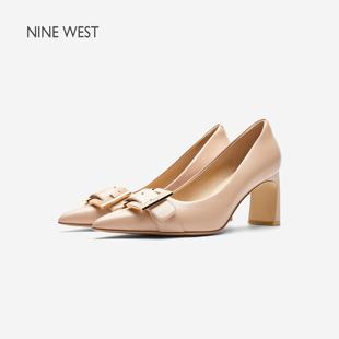 商场同款 女2025秋冬新款 Nine 玖熙尖头高跟鞋 真皮单鞋 West