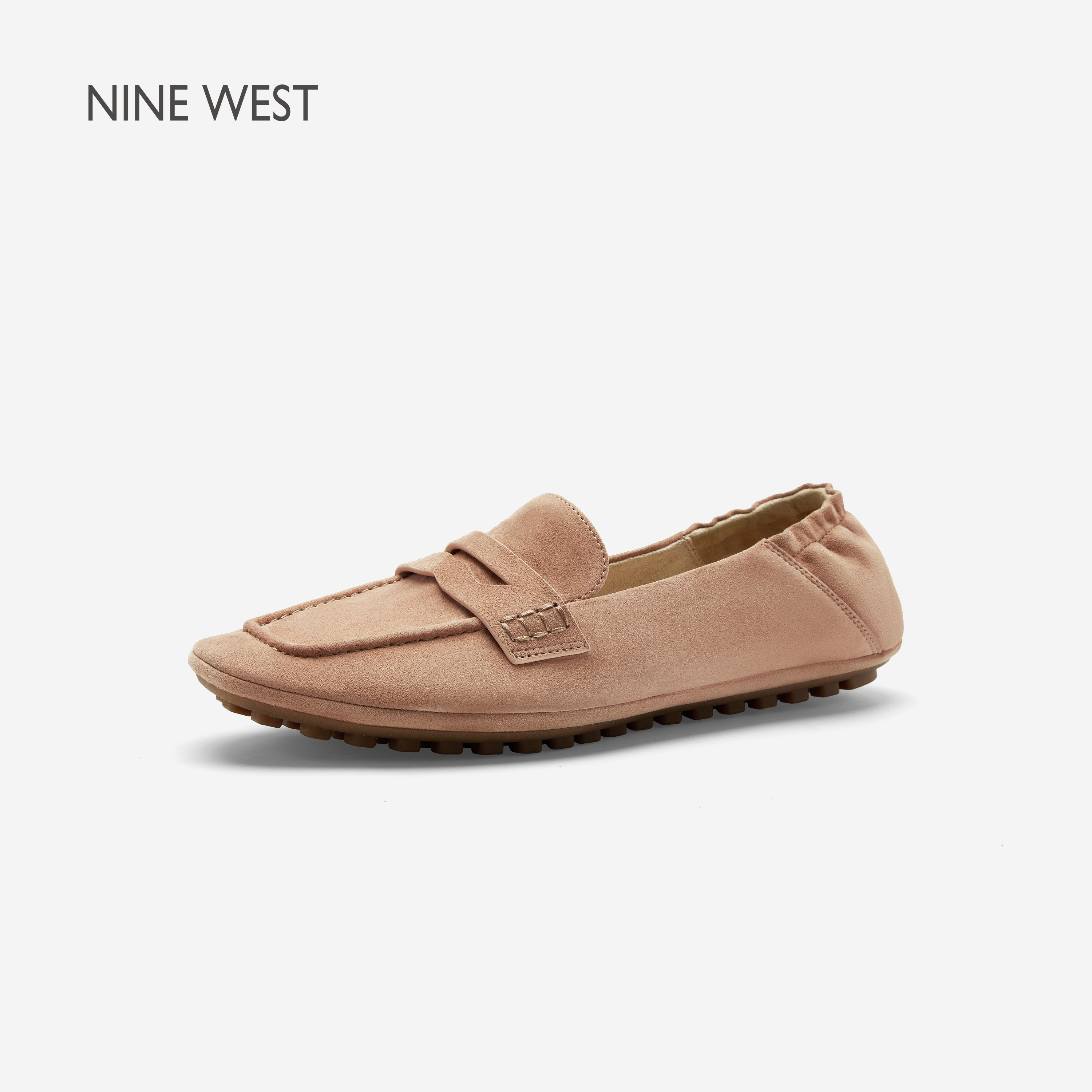 Nine West/玖熙软底乐福鞋女2026新款真皮豆豆鞋一脚蹬懒人平底鞋