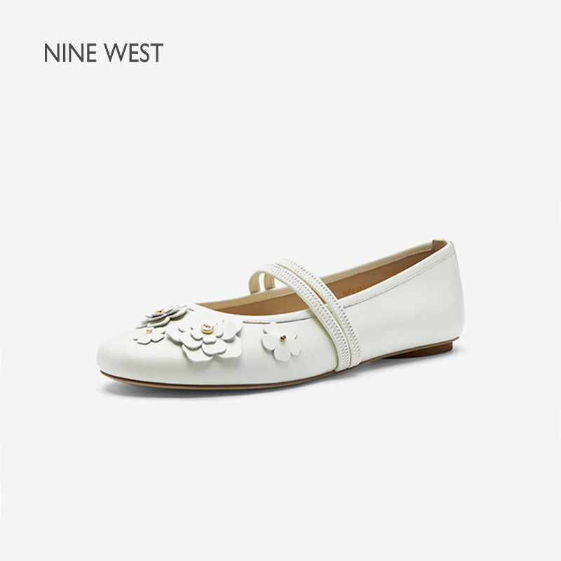 Nine West/玖熙玛丽珍鞋女2026夏季新款花朵装饰百搭舒适平底女鞋