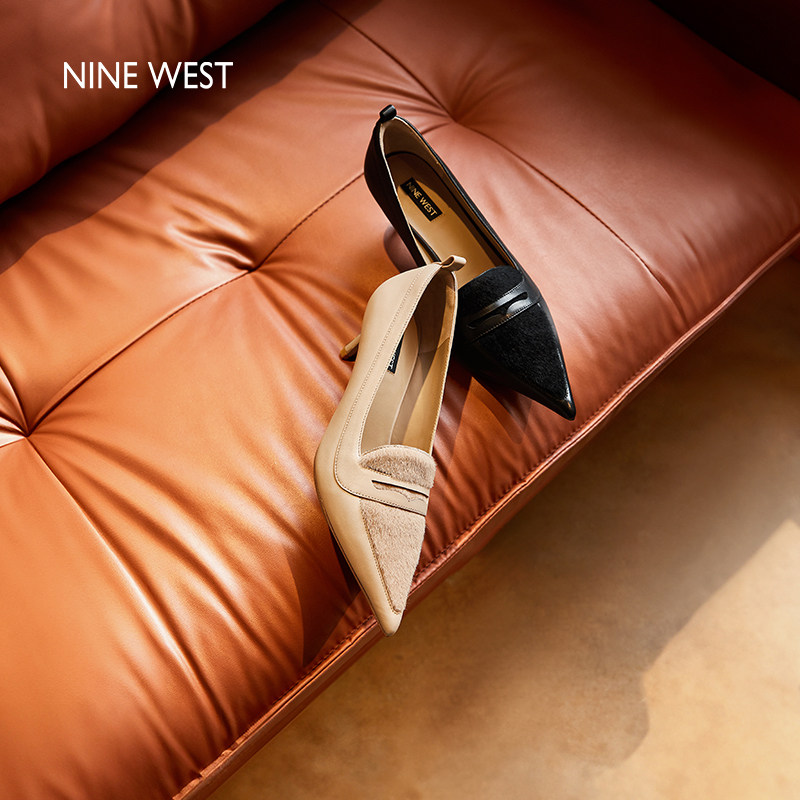 【商场同款】Nine West/玖熙高跟鞋女2025新款复古乐福