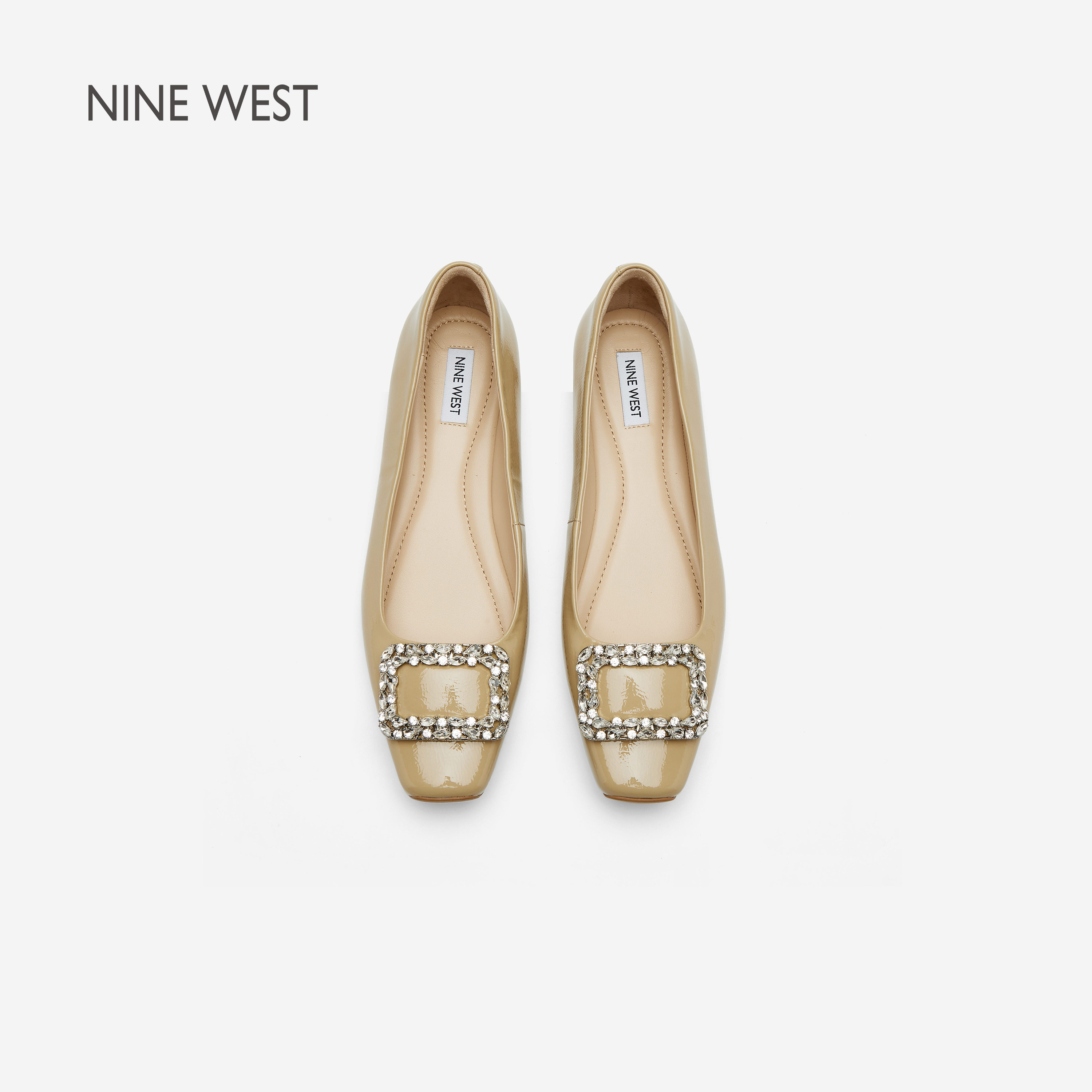 Nine West/玖熙左岸星钻方扣浅口单鞋女2026春新款真皮平底通勤鞋,女鞋,浅口单鞋,淘宝优惠券,粉丝福利购,淘宝优惠卷