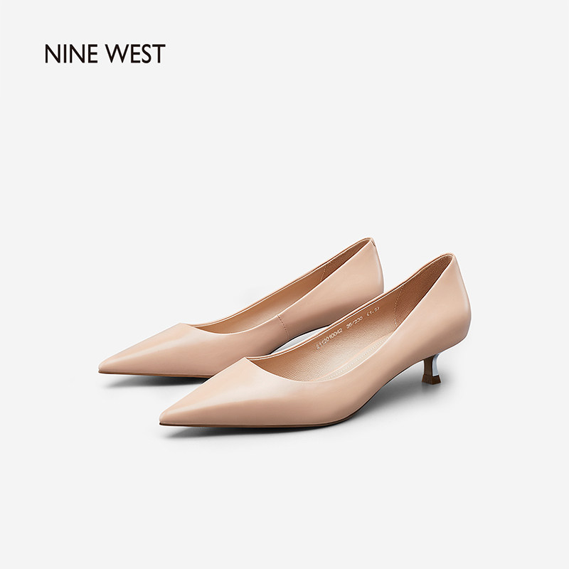 Nine West 玖熙21春夏新款简约通勤小猫跟百搭中跟真皮单鞋女鞋 搜又搜