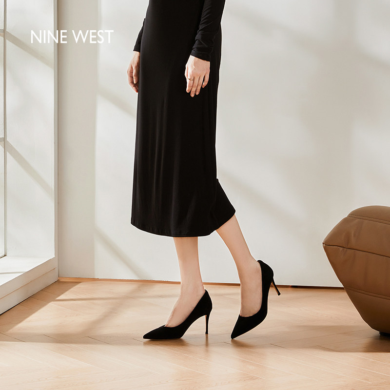 Nine West/玖熙1978系列高跟鞋女单鞋6.5cm尖头细跟工作鞋羊皮