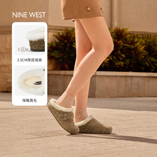 胡可推荐 女冬勃肯拖鞋 Nine 玖熙厚底毛毛鞋 真羊毛加绒 West