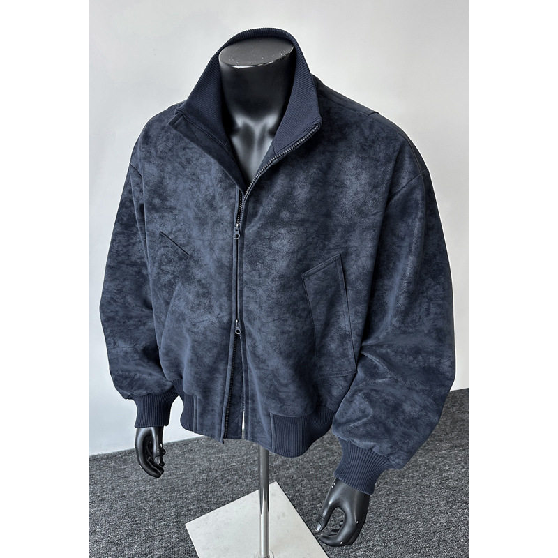扎染皮衣外套男春秋美式复古潮流大码宽松休闲痞帅高级感立领夹克,男装,夹克,淘宝优惠券,粉丝福利购,淘宝优惠卷