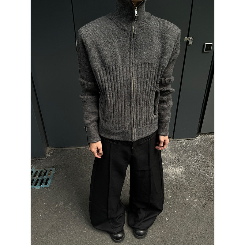 高领毛衣男冬季老钱风高级感美式复古百搭青少年拉链针织开衫外套,男装,针织衫/毛衣,淘宝优惠券,粉丝福利购,淘宝优惠卷