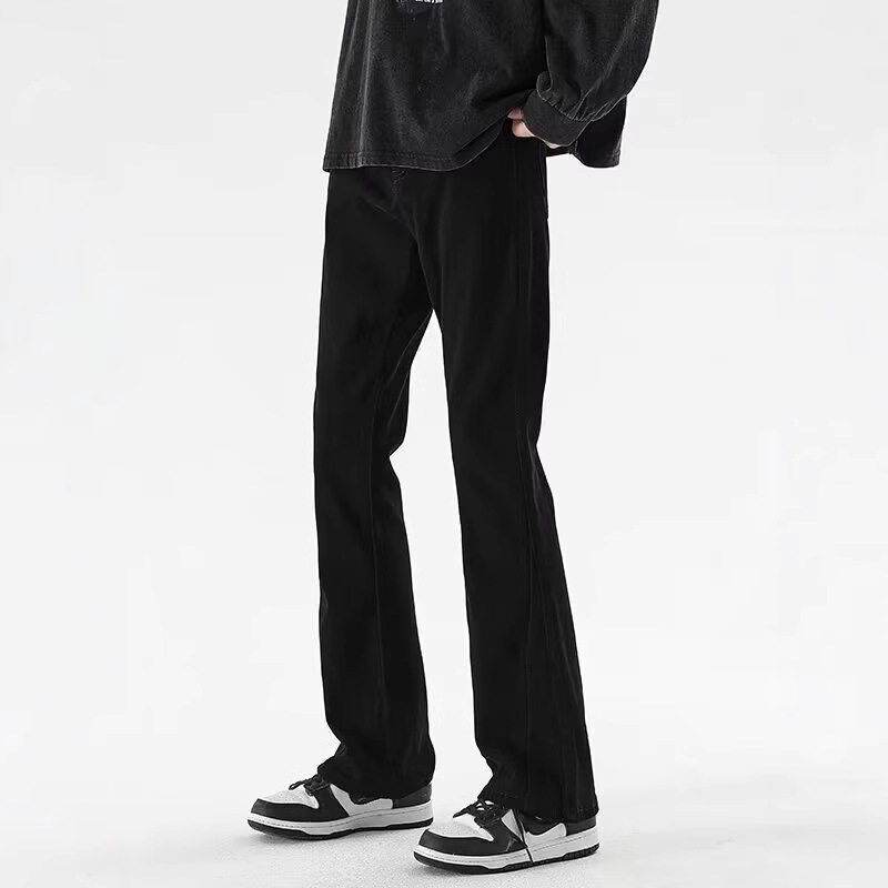 男士2026新款牛仔裤男黑色美式高街宽松裤子微喇长裤直筒男裤男装